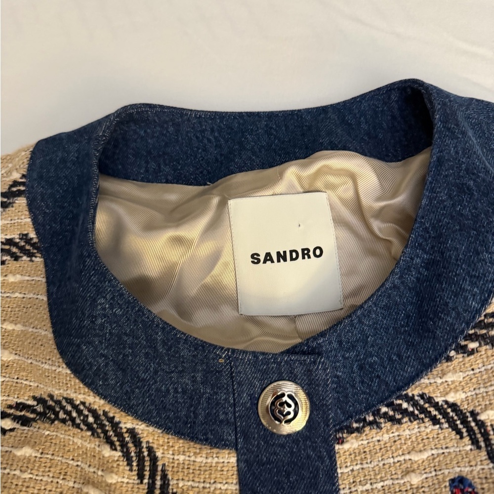 SANDRO
Rosetta Denim-trimmed Jacquard Jacket - Picture 11 of 13